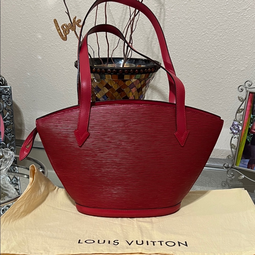 Louis Vuitton Epi Leather Saint Jacques PM Vintage. Cherry Red Tote Bag